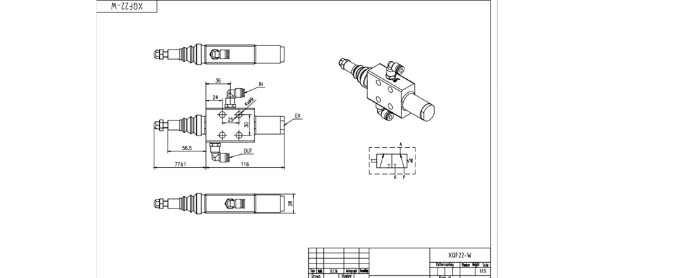 XQF-22W Pneumático 1 carretel Válvula direcional monobloco drawing image