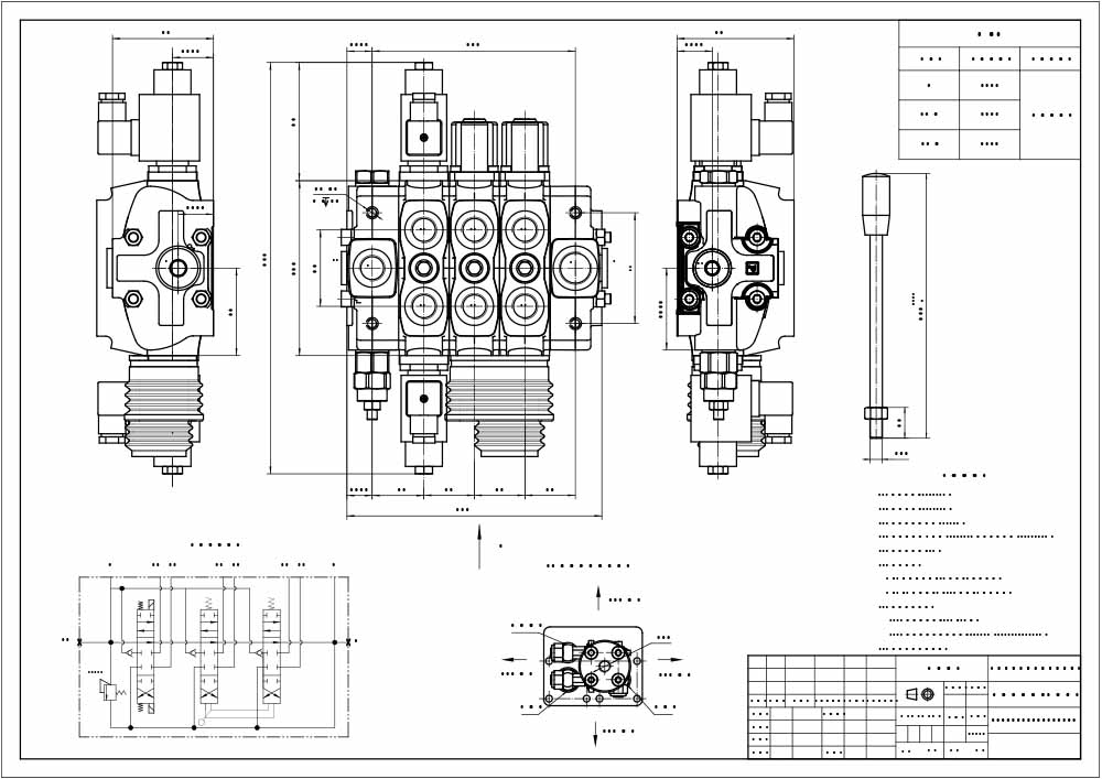 SD8 Solenoide e Joystick 3 carretéis Válvula direcional seccional drawing image