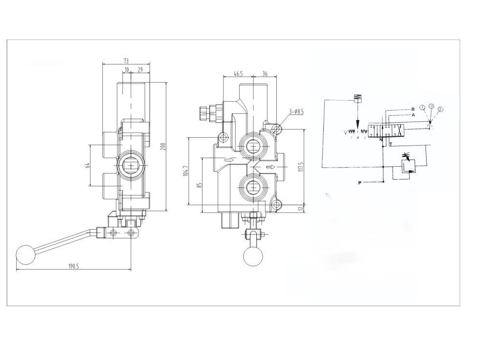 P81 Manual 1 carretel Válvula do divisor de toras drawing image