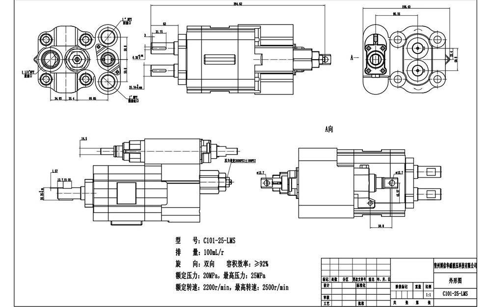 C102 Deslocamento Bomba de engrenagem hidráulica drawing image