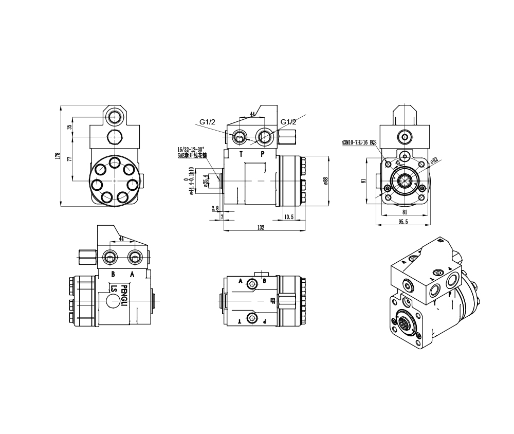 101S-5T-50-PV40 50 ml/r 5 L/min Unidade de Direção drawing image