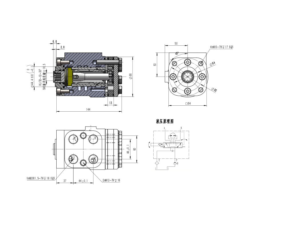 BZZ1-E100C 100 ml/r 7,5 L/min Unidade de Direção drawing image