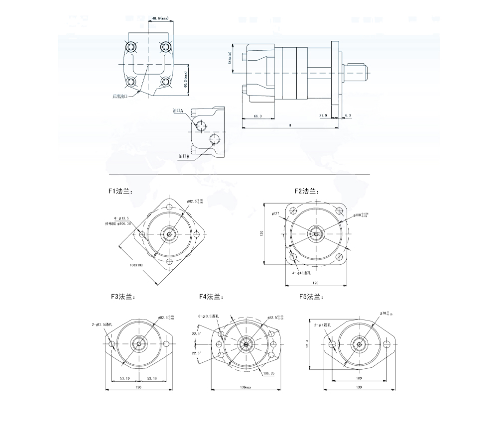 BM5_Motor Hidráulico Cicloidal-2 100 cc/r 75 Lpm Motor Hidráulico drawing image