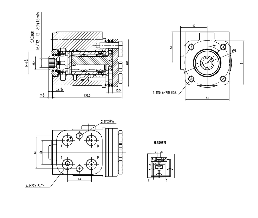 BZZ1-E80AS 80 ml/r 6 L/min Unidade de Direção drawing image