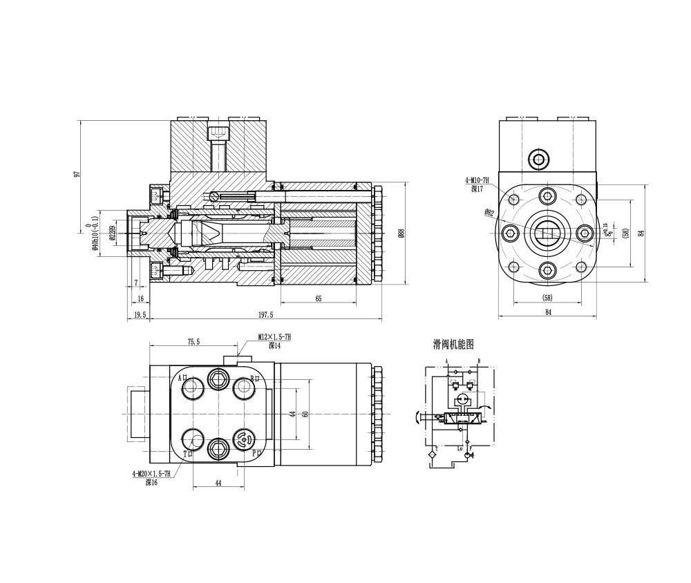 BZZ5-E500C 500 ml/r 38 L/min Unidade de Direção drawing image