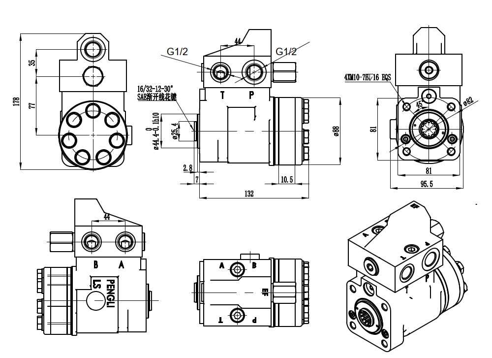 101S-5T-100-PV80 100 ml/r 10 L/min Unidade de Direção drawing image