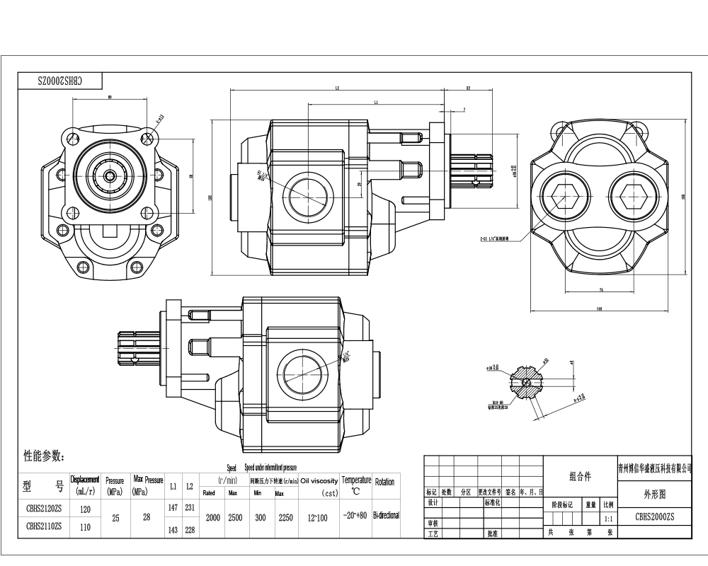CBHST1-ISO-120 Deslocamento 25 MPa (3625 psi) Bomba de engrenagem hidráulica drawing image