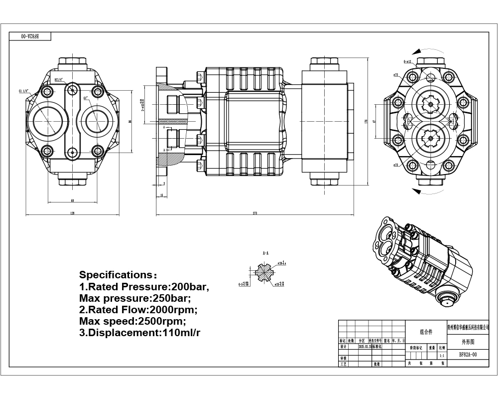 Direct from Manufacturer: BF110A-ZF1 2900 psi Hydraulic Pumps drawing image