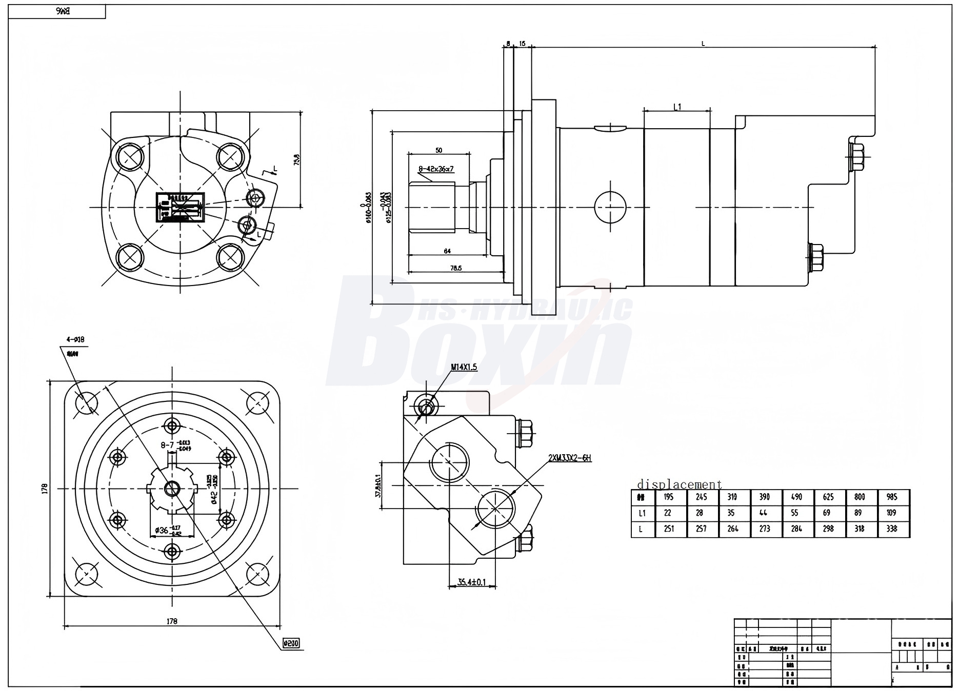 BM6 Cycloid Hydraulic Motor - OEM/ODM Services Available - 245 cc/r 150 Lpm drawing image