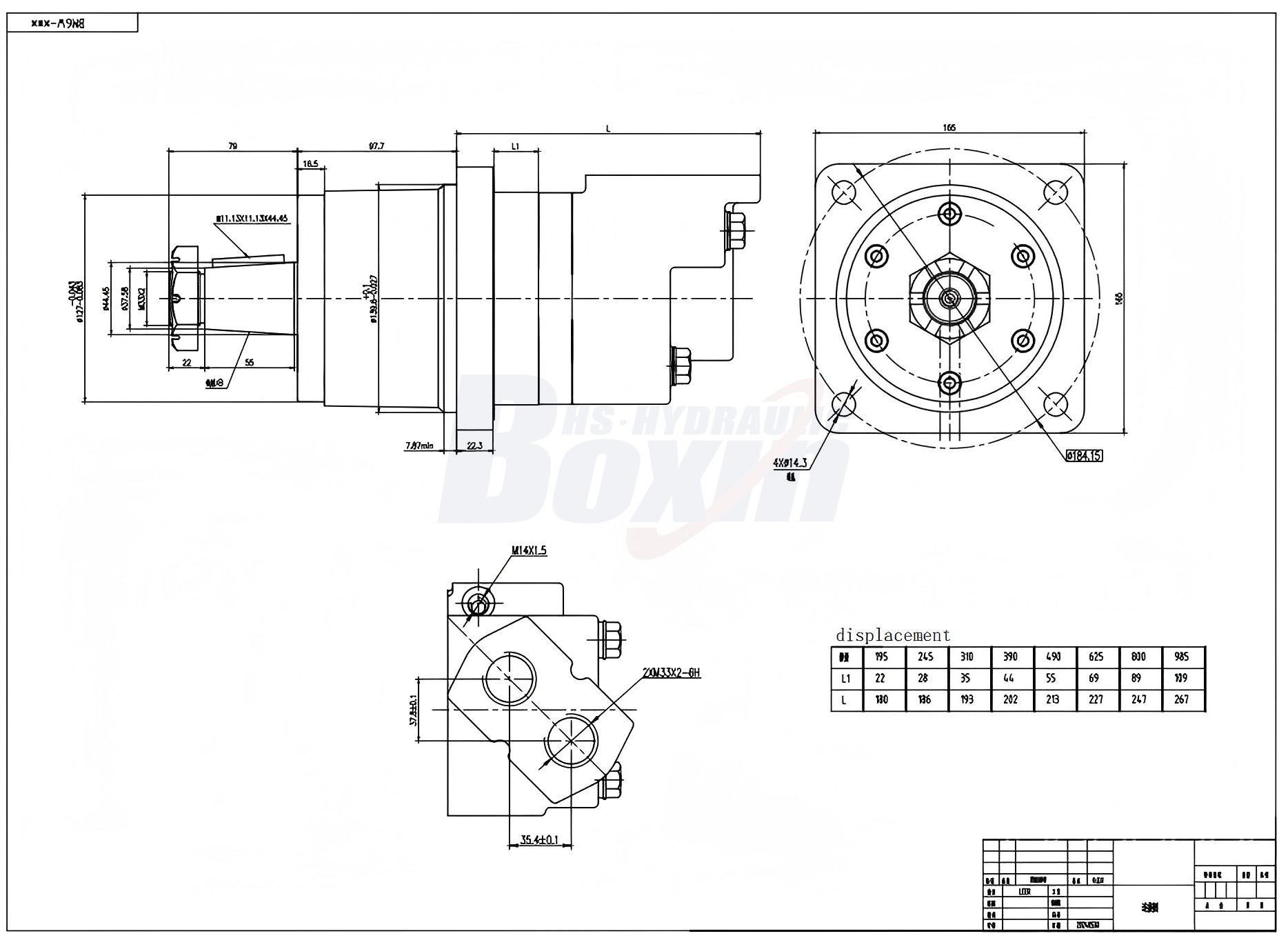 High-Performance BM6W Cycloid Hydraulic Motor - 310 cc/r, 150 Lpm drawing image