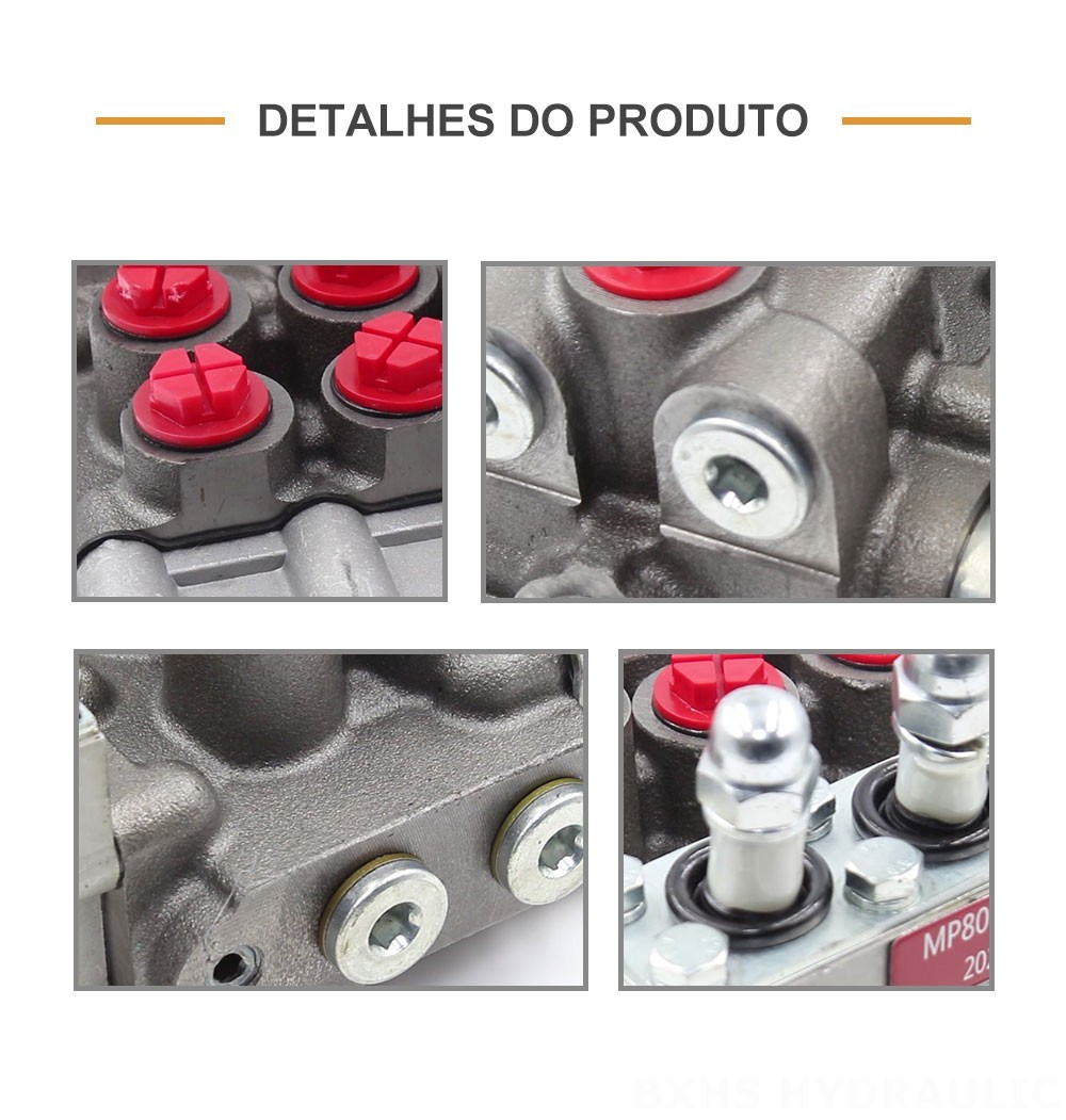 MP80 Manual 3 carretéis Distribuidor hidráulico