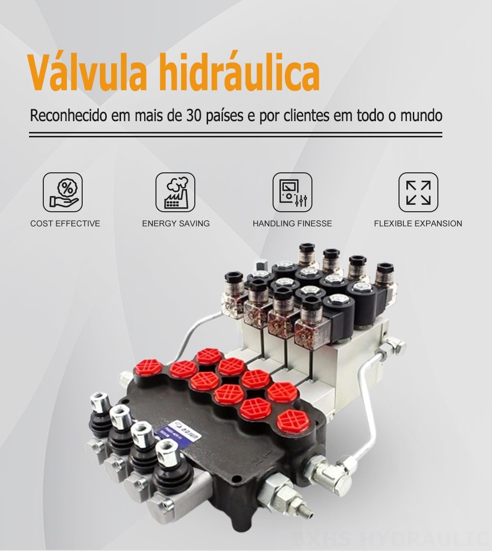 P80 Eletrohidráulico 4 carretéis Válvula Direcional Monobloco