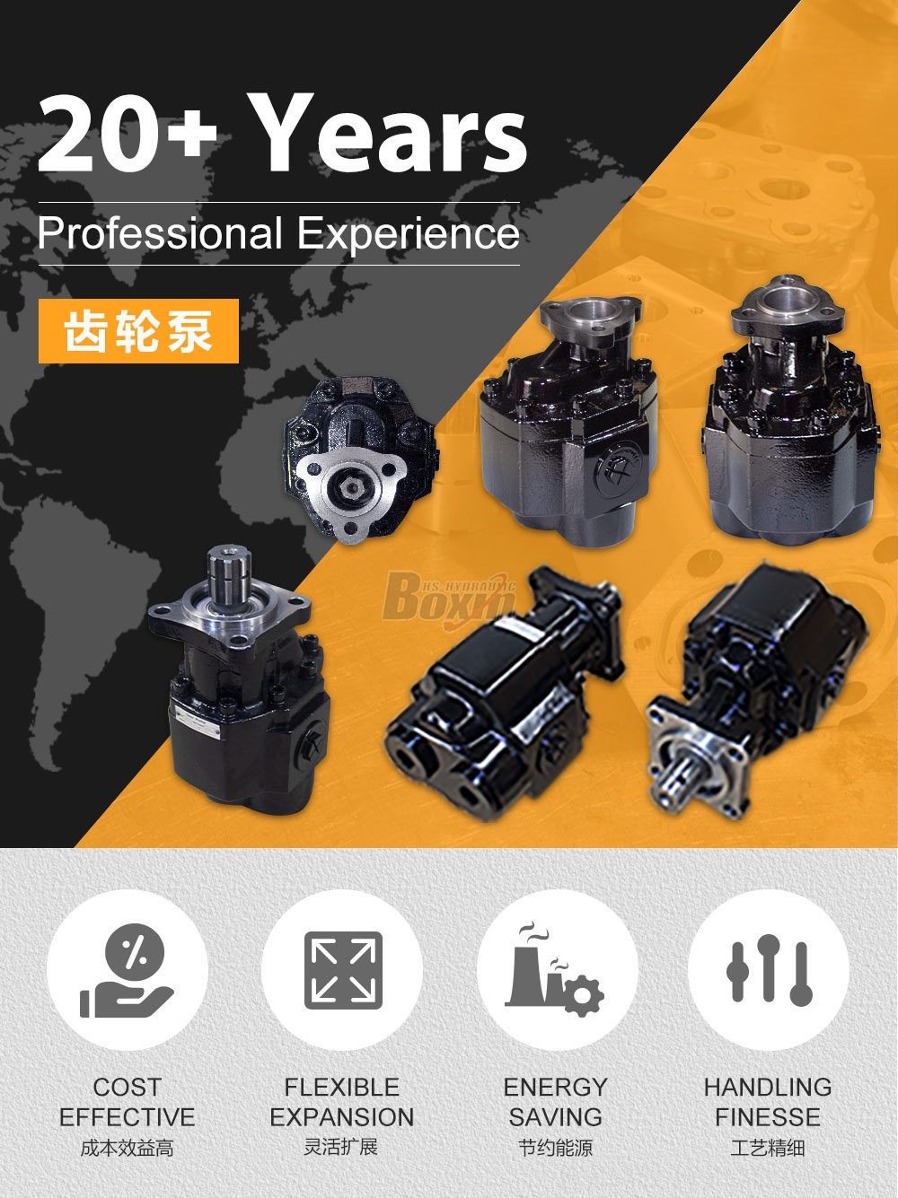 CBHST1-ISO-63 63 毫升/转 22 MPa (3190 psi) 液压齿轮泵